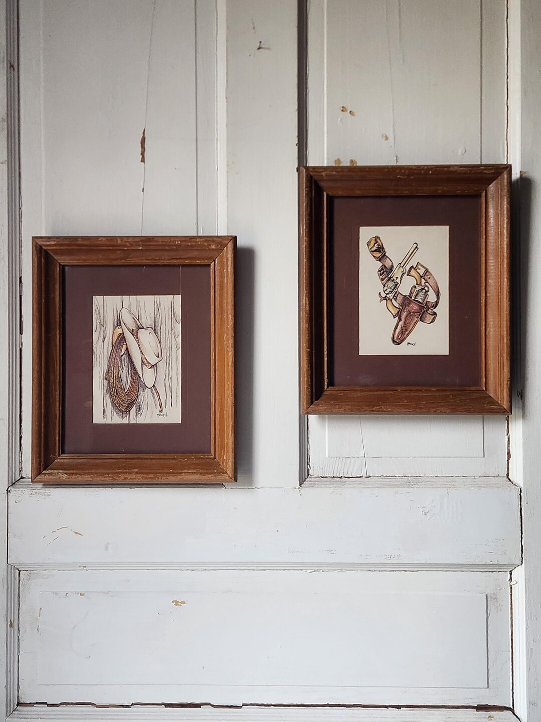 Vintage Western Prints Cowboy Wall Decor Set of Two - Etsy