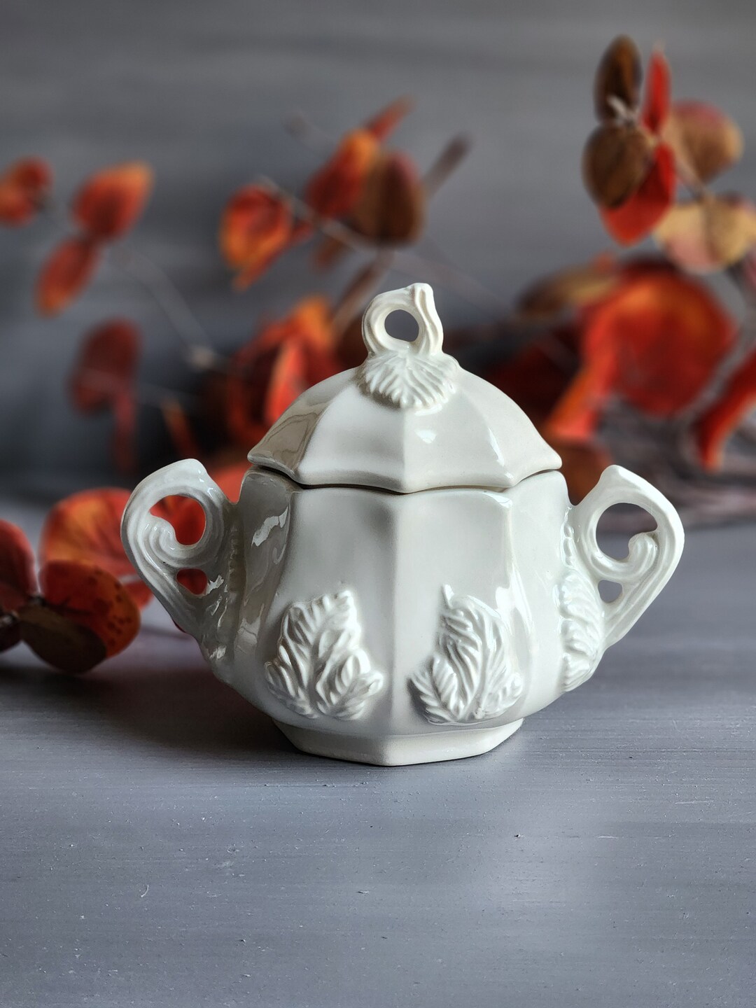 Vintage Red Cliff Ironstone Sugar Bowl Etsy