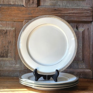 Noritake Crestwood Platinum dinner plates 4166 set of four