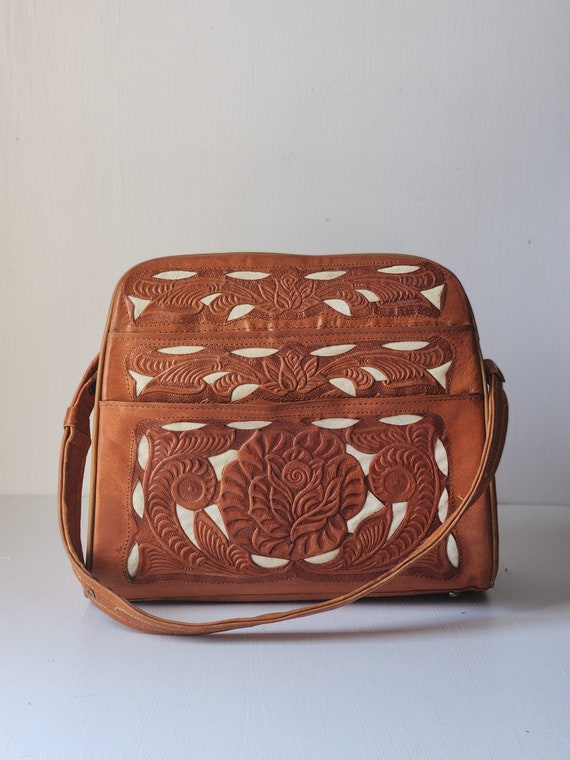 Vintage Tooled Leather Handbag purse