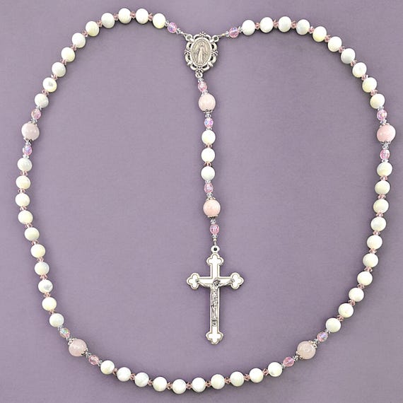 Parable of the Pearl Rosary, Mother-of-pearl and Rose Quartz Beads