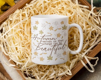 Autumn Mug, Fall Leaves Mug, Hello Autumn Mug, Fall Gifts For Her, Autumn Decor, Autumn Leaves