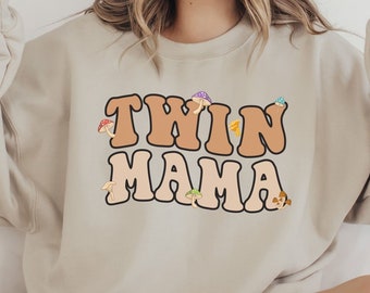 Twin Mama Sweatshirt For Mother's Day, Twin Mom Shirt, Gift For Twin Mom, Retro Twin Mama Shirt, Mom Of Twins Baby Shower Gift