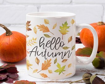 Hallo Herbst Becher, Herbst Dekoration, Herbst Blätter Becher, Herbst Blatt Dekor, Herbst Vibes, Herbst Geschenke, Herbst Keramik Kaffeetasse