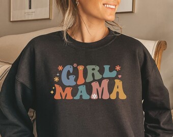 Moletom mamãe menina, camisa mamãe menina, presente mãe de meninas, camisa reveladora de gênero para mãe de meninas, presente mamãe menina