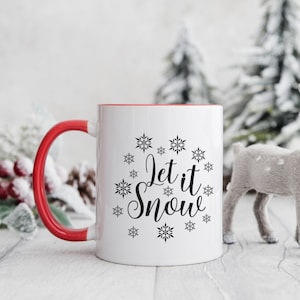 Tazze di Natale, tazza Let It Snow, regali di Natale per lei, regali della vigilia di Natale, tazze invernali, tazza di caffè di Natale
