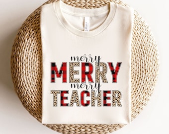 Vrolijk leraar shirt, leraar kerst tshirt, leraar vakantie shirts, kerst leraar shirt, kerstcadeau voor leraar, leraar Kerstmis