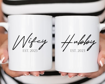 Wifey en Hubby Gepersonaliseerde Mokken, Huwelijkscadeau voor koppel, Bruidsdouche Cadeau, Dhr. en Mevrouw Mokken, Hubby en Wifey Mokken, Hubby Mok, Wifey Mok