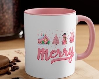 Pink Christmas Mug, Christmas Coffee Mug, Christmas Lover Gift, Christmas Gift For Her, Hot Chocolate Mug, Holiday Mugs, Cute Christmas Mug
