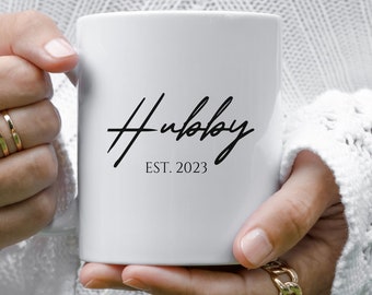Hubby Mug, Gepersonaliseerde Hubby Wifey Mokken, Huwelijkscadeau voor bruid en bruidegom, Man en vrouw mokken, Bruidsdouche Cadeau, Hubby Wifey Mok Set