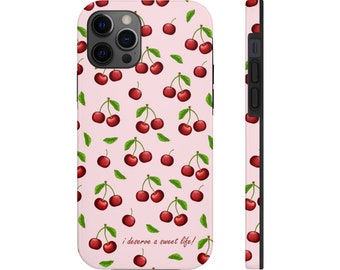 Cherry Phone Case iPhone, iPhone 11 12 13 14 Pro Max Case, Tough iPhone Case, Affirmation Phone Case, Cherry iPhone Case