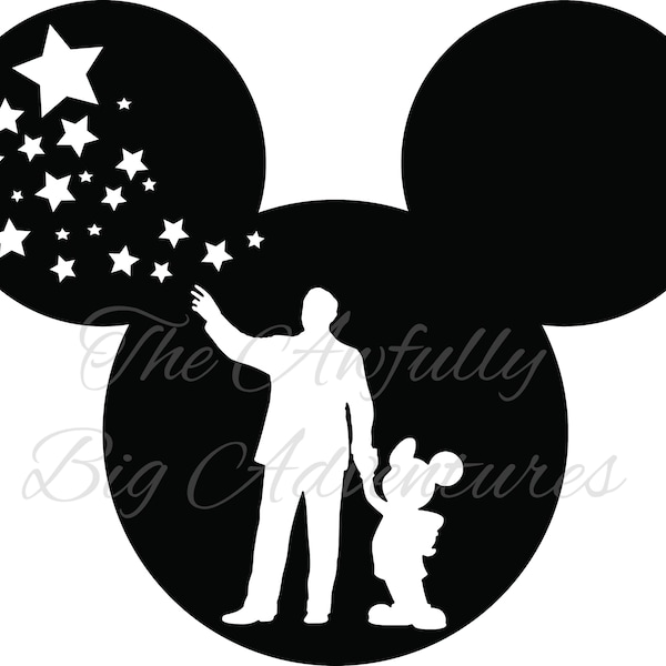 Walt & Mickey with stars cutout SVG