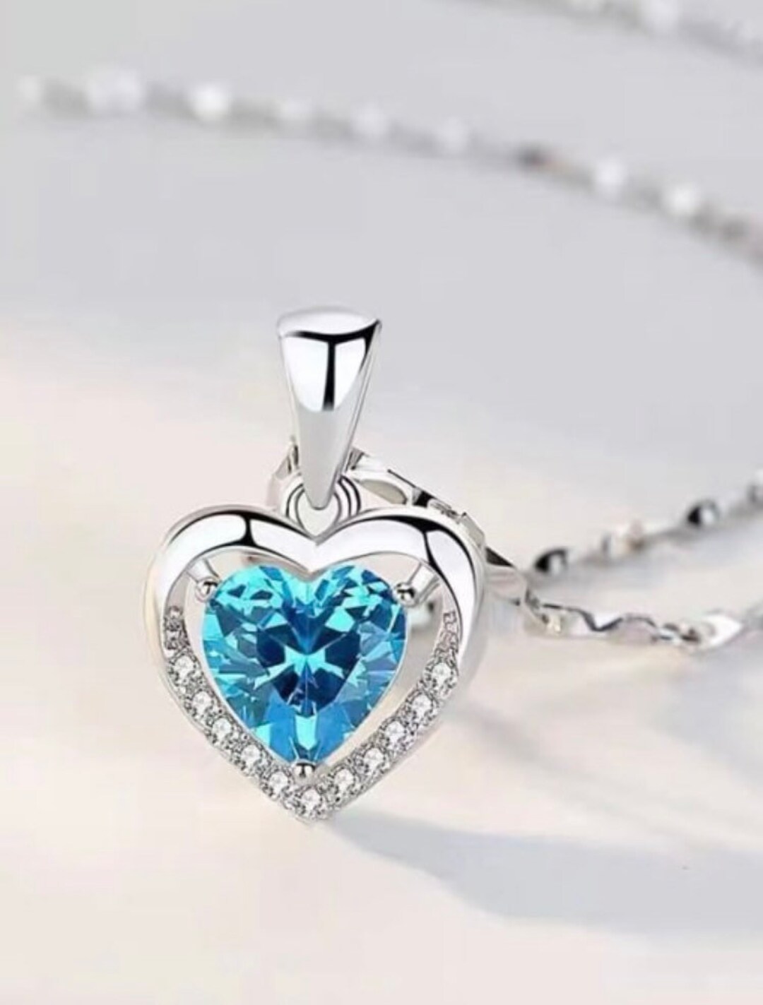 925 Silver Heart and Chain - Etsy