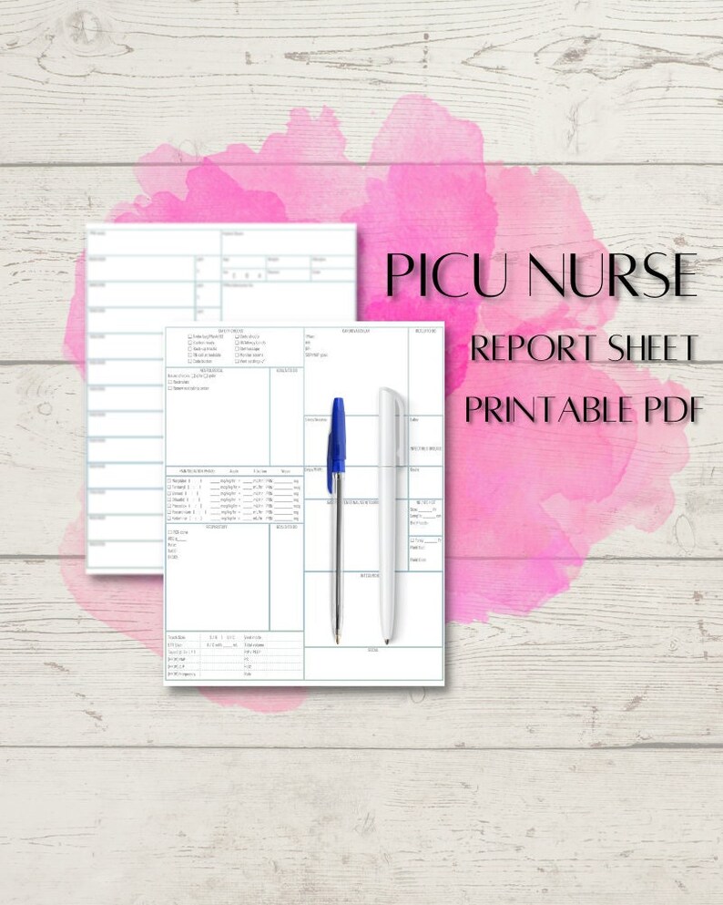PICU/ICU RN Nurse Report Sheet Coastal Outline Color Scheme Etsy