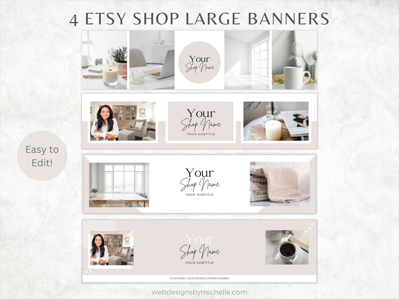 Etsy Shop Banner Kit, Etsy Banner Template, Editable Canva Templates