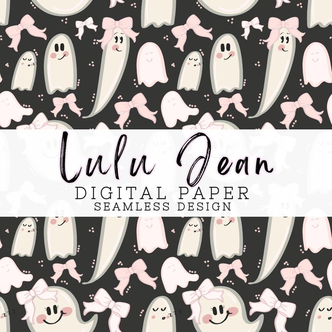 Cute Ghost Halloween Seamless Pattern, Hand Drawn Digital Paper (JPEG ...