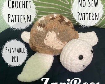 Crochet Pattern: No Sew Sea Turtle - Printable PDF - Instant Download