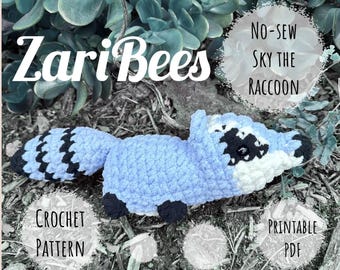 Crochet Pattern: No-Sew Raccoon - Printable PDF - Digital Download - Beginner Pattern