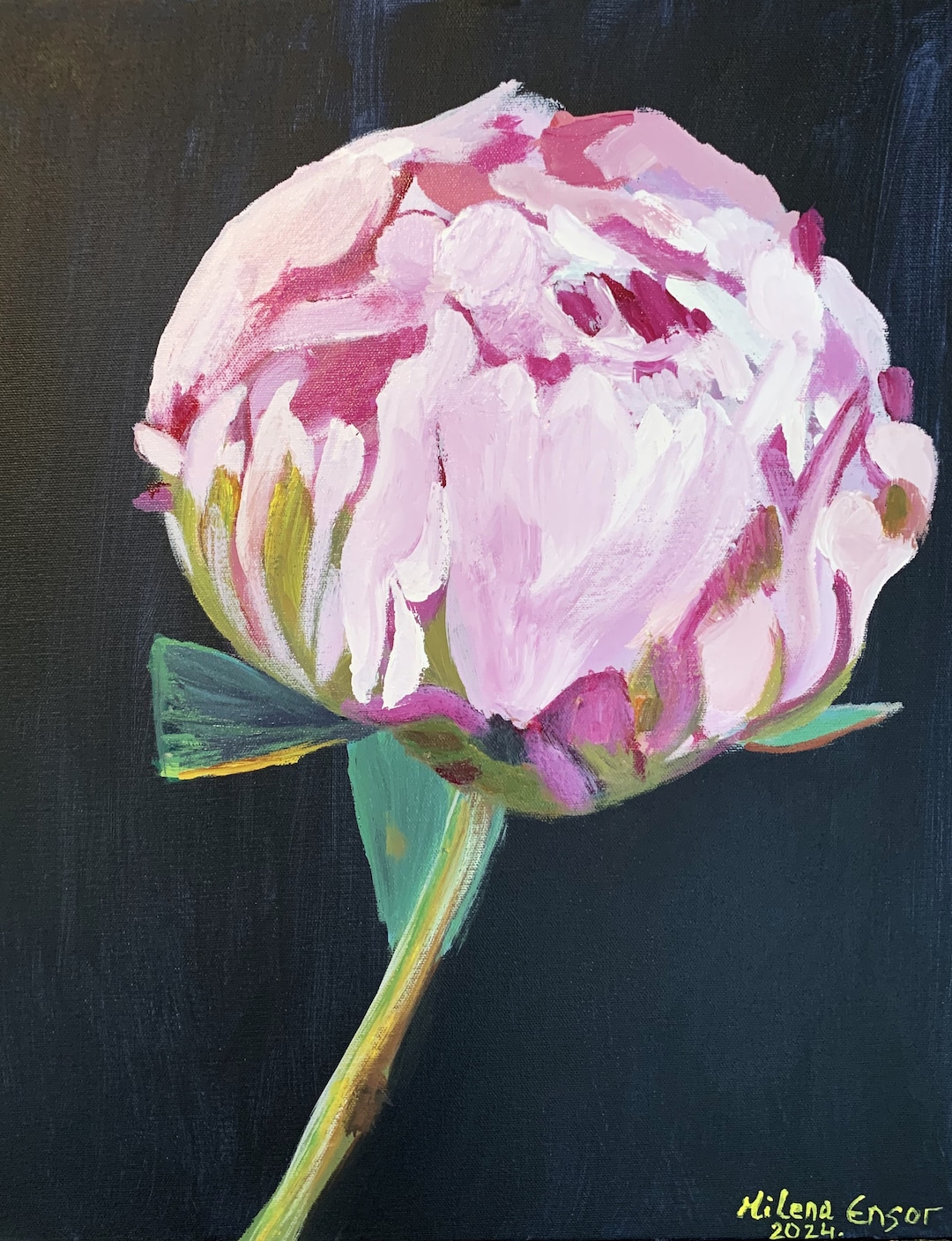 6x6 Clay Floral Pink Peony Bouquet Artwork main image 0