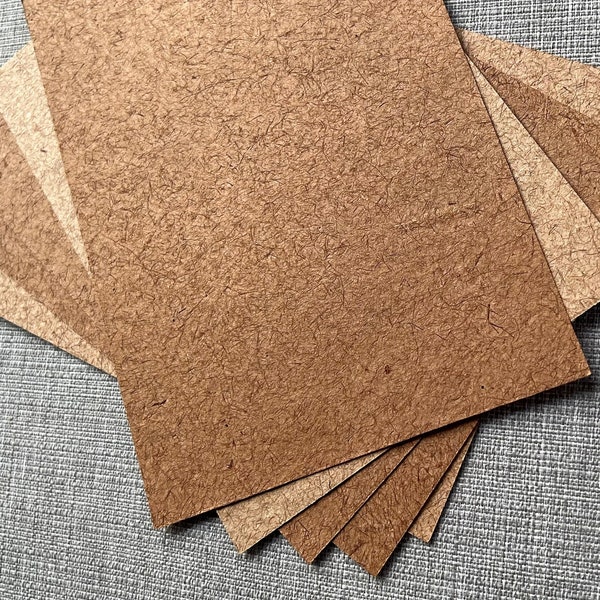 Handmade Paper, Handmade Guinea Grass Paper, A5 Paper, Letter Size Paper, Eco Paper, 10 Paper Pack, Neem Tree Bark Natural Brown Color