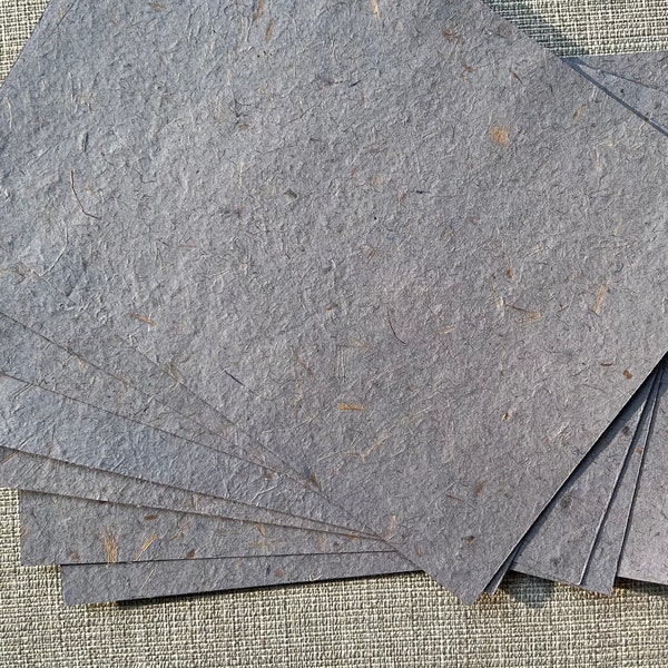 Handmade Paper, Handmade Guinea Grass and Banana Paper, Handmade Writing & Printing Paper, Eco Friendly, A5 Paper, Grey Color, 10 Paper Pack