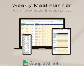Google Spreadsheets-sjabloon voor wekelijkse maaltijdplanner en boodschappenlijst
