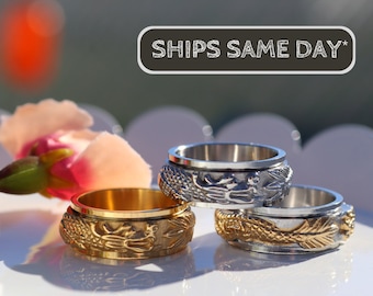 Fidget Dragon Spinner Ring, Dragon Anxiety Ring, Viking Ring, Couples Matching Rings, Anti Stress Gift, Chinese Dragon Ring, Zodiac Dragon