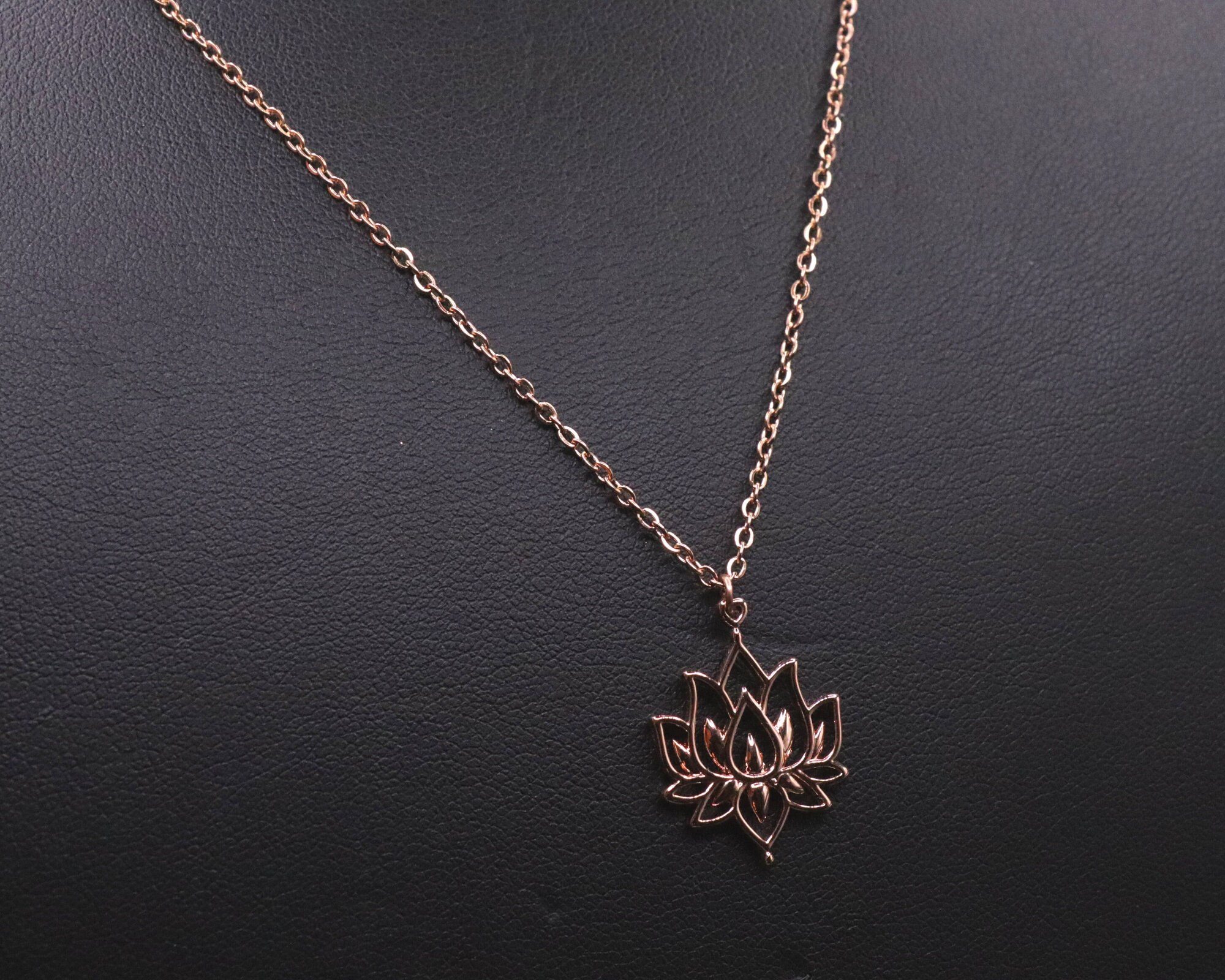 Blooming Lotus Flower Necklace Rose Gold Lotus Flower Etsy