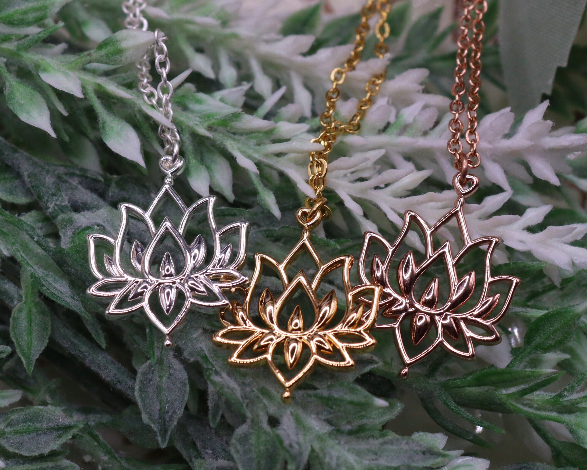 Blooming Lotus Flower Necklace Rose Gold Lotus Flower Etsy