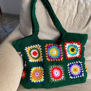 Bolso de mano Otoño Cartera Bolsa Bolso ganchillo Bolso Shabby Chic, Bolso Cuadrado De La Abuela, Bolso de hombro de ganchillo