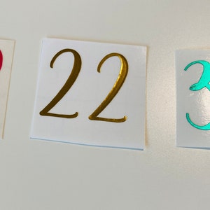 Números personalizados, etiqueta de vinilo con letras, pegatinas de números, película de vinilo, pegatinas, números para aniversario, cumpleaños, para globos, botellas.