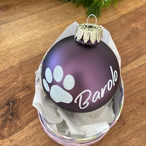 Personalized stickers, Christmas ball lettering with dog paw + name made of vinyl film, vinyl, stickers, tree decorations dog lovers
