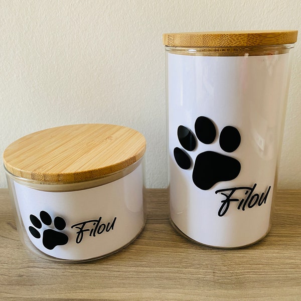 Personalisierte Beschriftung mit Hunde Katzen Pfote + Name, Aufkleber aus Vinylfolie, Schriftzug, Sticker, Wunschtext, Namensaufkleber Vinyl