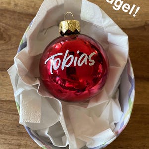 Personalisierte Aufkleber für Weihnachtskugeln, Beschriftung Christbaumkugel Name, Vinylfolie, Vinyl, Sticker, Baumschmuck