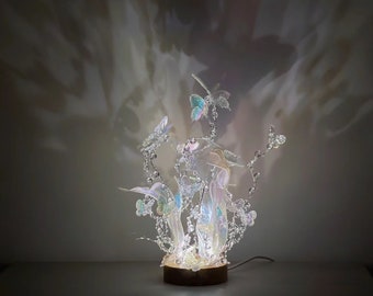 Butterfly pearl Handmade night light table desk lamp bedside lamp gift for her