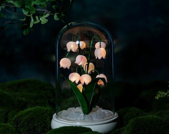Handmade Pink Lily of The Valley Flower Night Lamp Anniversary Christmas Valentine&#39;s Day Gift for Her