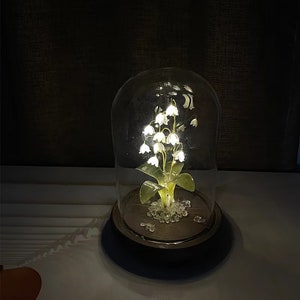 Handmade Lily of The Valley Flower Night Lamp Anniversary Christmas Valentine's Day gift for friend