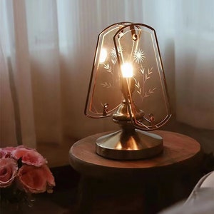 Vintage Brass Table lamp Night light Bedside Lamp Accent Lamp Bedroom Bedside lamp Gift for her