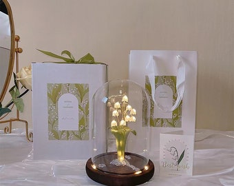 Handmade Lily of The Valley Flower Night Lamp Anniversary Christmas Valentine&#39;s Day gift for friend