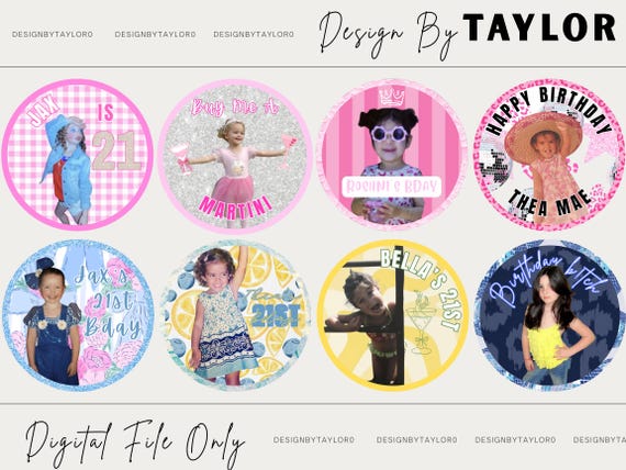 Personalized 21st Birthday Stickers – Custom Party Favors, Labels & Decor- DIGITAL FILE ONLY