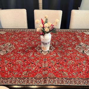 Runner for Table, Decorative Luxurious tablecloths, Handmade Vintage Silk Sateen Termeh, Haftseen Sofreh, Persian Tapestry Gift made in USA