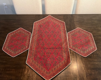 Handmade Silk Sateen Termeh Table Runner Set: Persian Wedding Sofreh