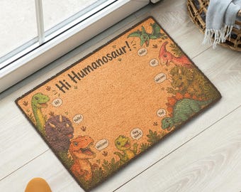 Salut humanosaure ! – Paillasson de bienvenue Dino