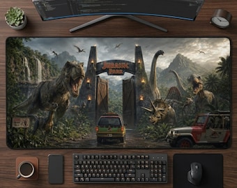Tappetino da scrivania/mouse "Primal Gates" Jurassic Park Expedition • Dimensioni (pollici) 32" x 16" XL
