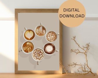 Coffee Print, Shades Of Coffee Print, Shades Of Coffee Poster, Foam, Coffee Wall Art, Gifts, Coffee Lovers Gift, Kitchen Art, Kitchen Poster