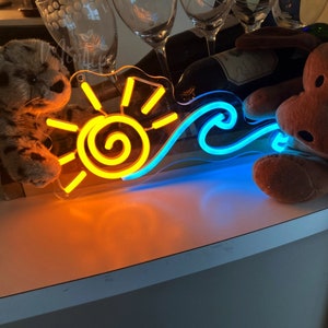 Sun and Wave Neon Sign | Sunburst Led Light | Nursery Led Sign | Kids Baby Room Decor | Above Bed Wall Decor | 100% handmade neon sign