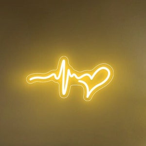 Electrocardiogram with Heart Sign, Heart Beat Neon Sign, Living Room Interior Design, Wedding Neon Sign, Personalized Gift for Mom