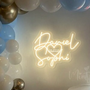 Regalo de neón personalizado para el día de San Valentín / Letrero con nombre para parejas / Regalo para novios y novias / Letrero LED para aniversario de bodas / Decoración de pared para el hogar / Neón