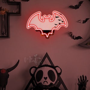 Custom bat shape neon mirror sign | Custom make-up mirror sign | Wall Mirror | Mirror Wall Decor | Home Decor | Personalized Gift
