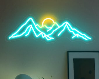 Mountain and Sun LED Neon Sign | Wall Decor